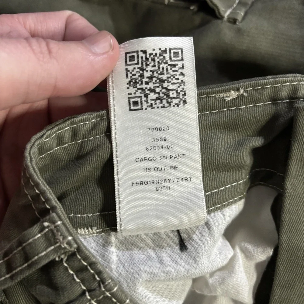 True Religion Men's Kalamata Olive Green Cargo Pants Horseshoe Outline Size 32